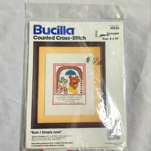 Vintage Bucilla Counted Cross Stitch Kit: RAIN I SIMPLY LOVE